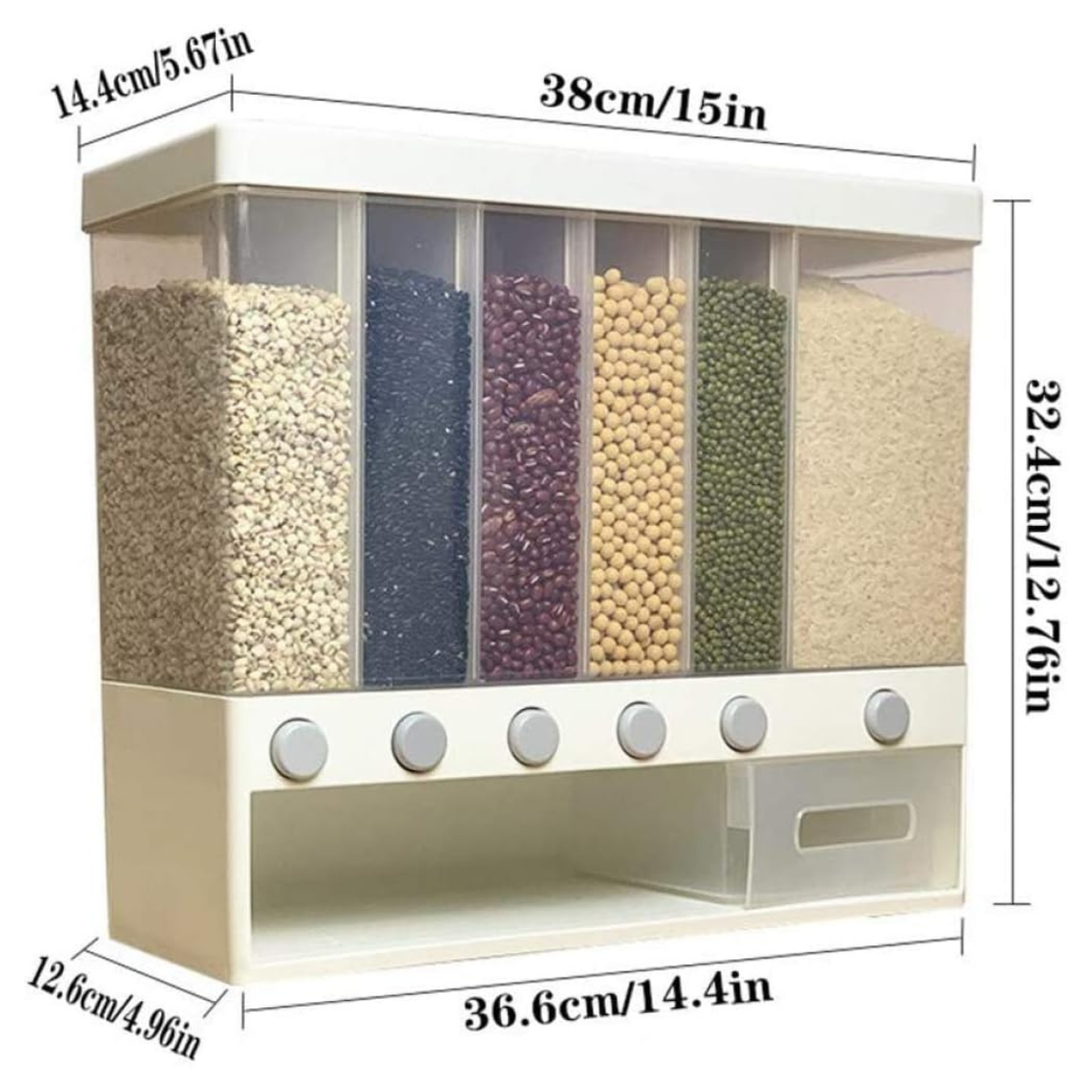 Organizador Dispensador de Granos con 6 Secciones