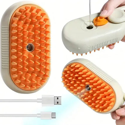 Cepillo con Vapor Eléctrico 3 En 1 Para Mascotas