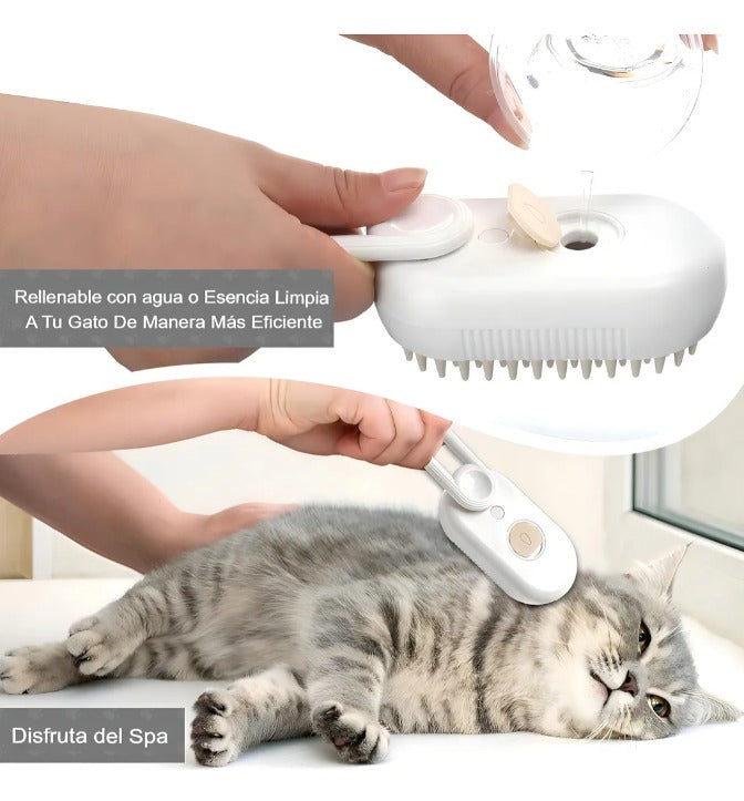 Cepillo con Vapor Eléctrico 3 En 1 Para Mascotas